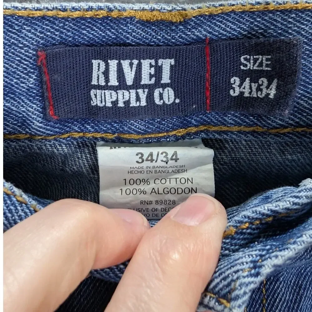Rivet Supply Co Jeans Mens 34 x34 (32.5) Blue Straight Leg Work Normcore Classic